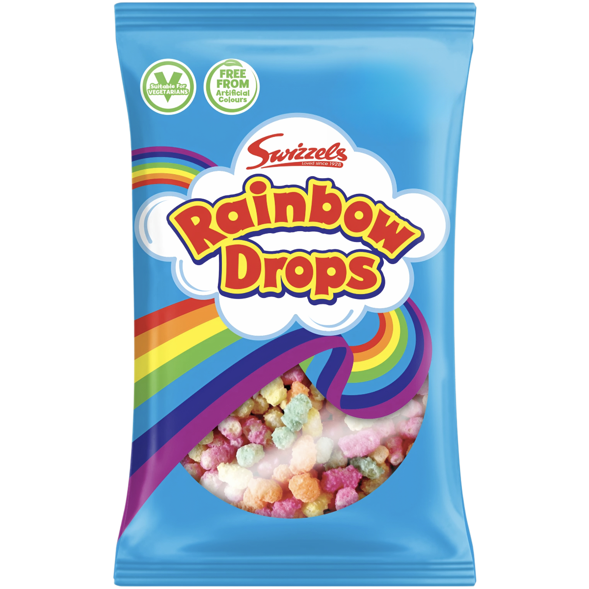 Saldūs pūsti kukurūzai ir ryžiai SWIZZELS RAINBOW DROPS, 32g