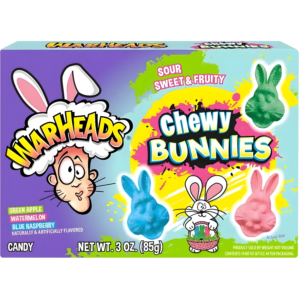 Sitkeät karkit WARHEADS CHEWY BUNNIES, 99g